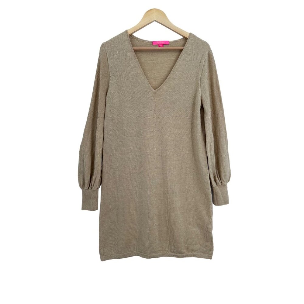 Lily Pulitzer‎ Sariya Sweater Dress Women’s Small Metallic Gold Sparkle Wool